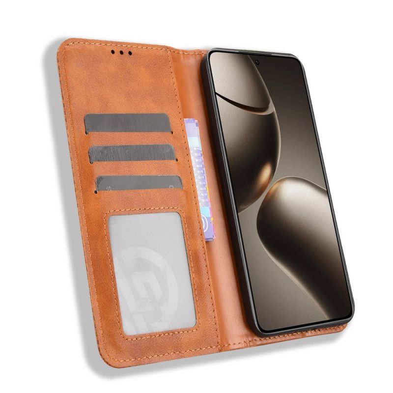 Folio Deksel Lær Xiaomi 15t Pro Mobildeksel Vintage Kant