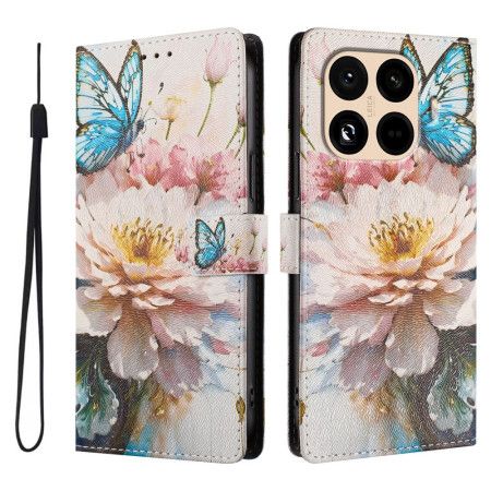 Folio Deksel Til Xiaomi 15t Pro Blomst Og Sommerfugl