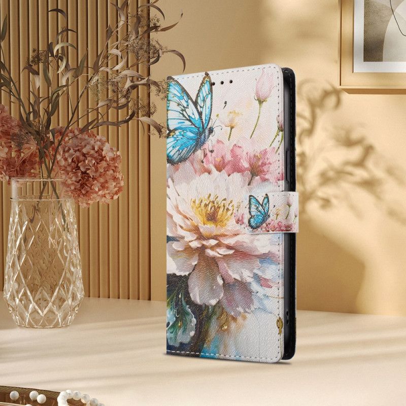 Folio Deksel Til Xiaomi 15t Pro Blomst Og Sommerfugl
