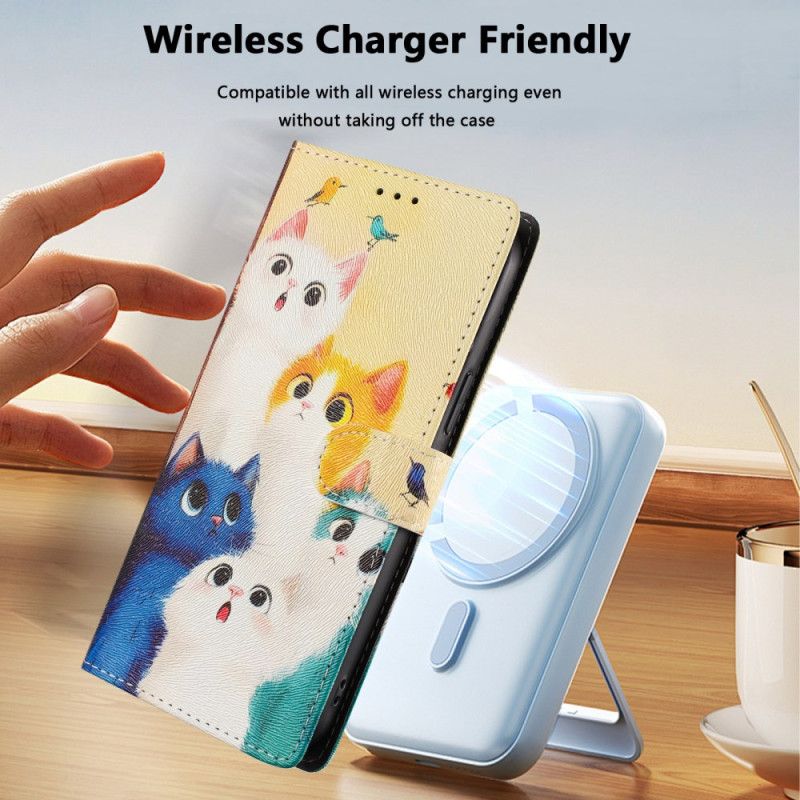 Folio Deksel Xiaomi 15t Pro Fargerike Katter Beskyttelse Deksel