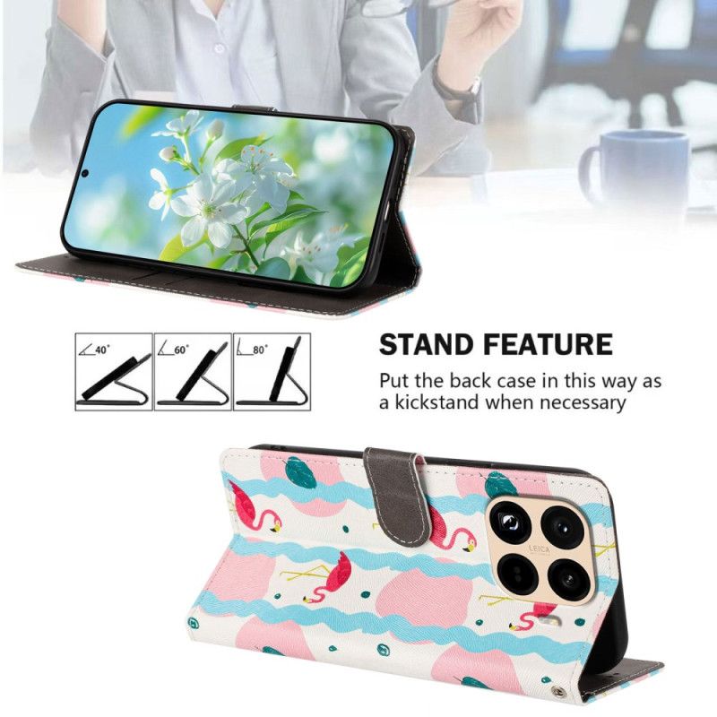 Folio Deksel Xiaomi 15t Pro Flamingoer Beskyttelse Deksel