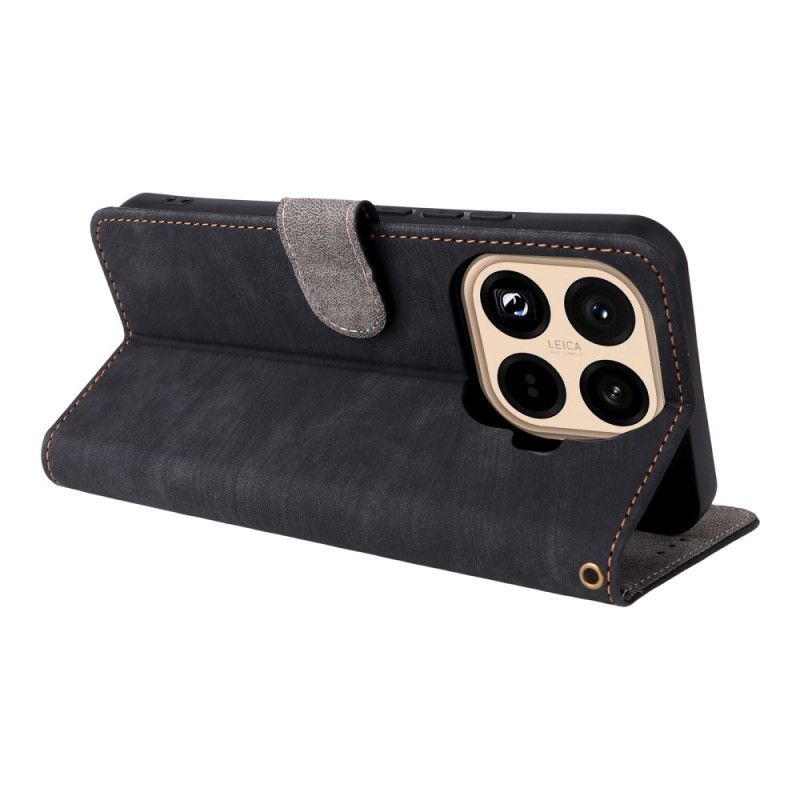 Folio Deksel Xiaomi 15t Pro Rfid-lommebok Med Semsket Skinneffekt Beskyttelse Deksel