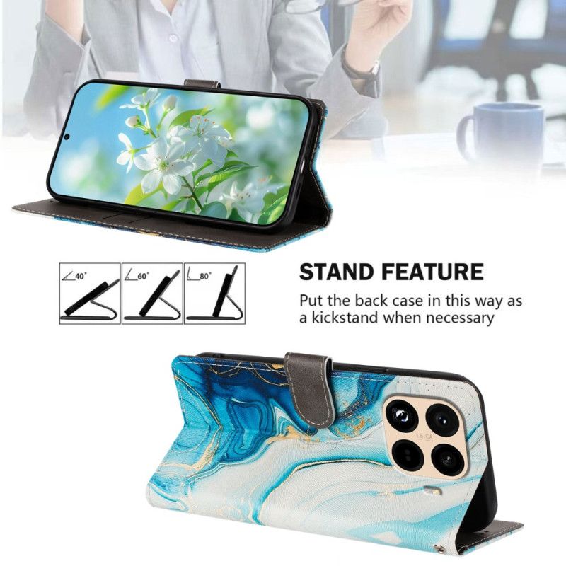 Lærdeksel Folio Deksel Xiaomi 15t Pro Blå Marmor