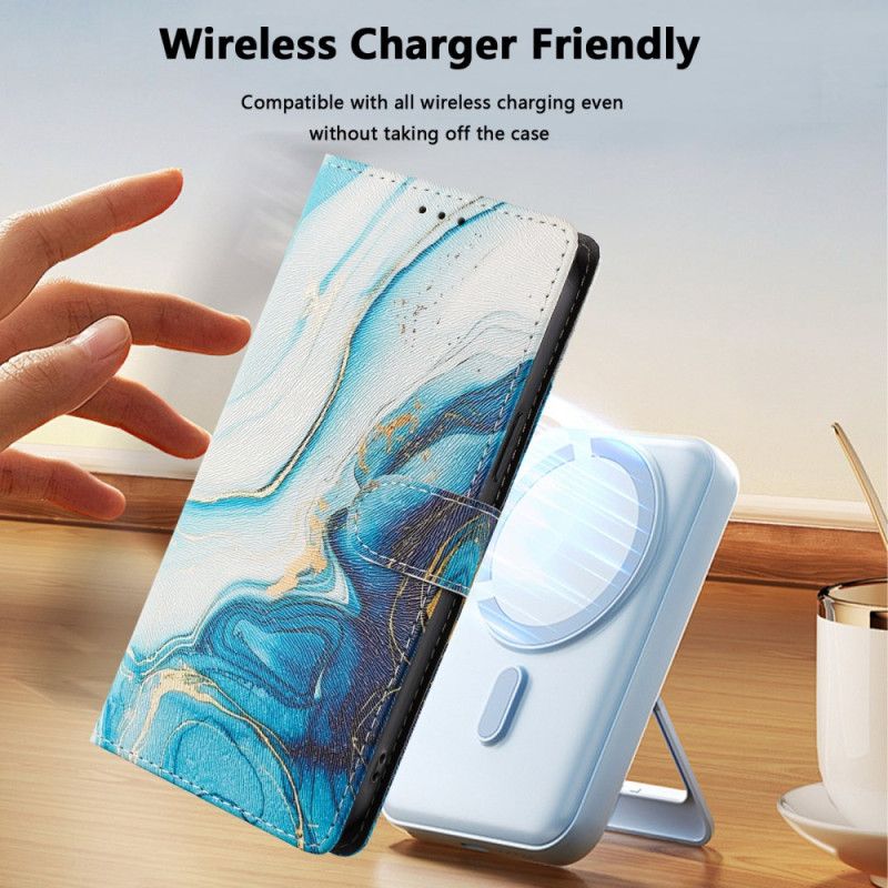 Lærdeksel Folio Deksel Xiaomi 15t Pro Blå Marmor