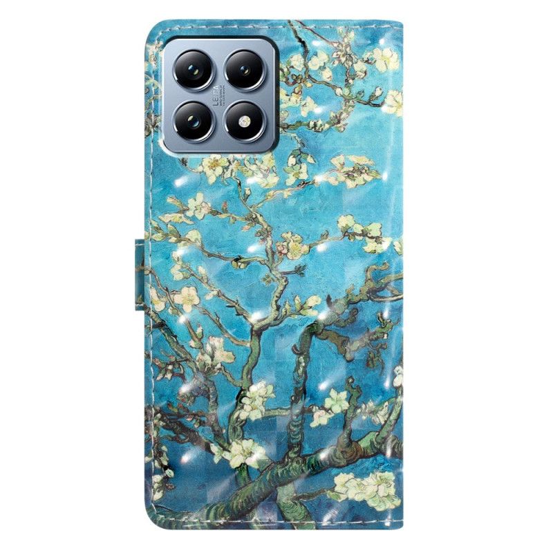 Lærdeksel Folio Deksel Xiaomi 15t Pro Blomster Aprikostre