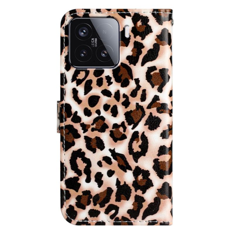 Lærdeksel Folio Deksel Xiaomi 15t Pro Mobildeksel Leopardtrykk