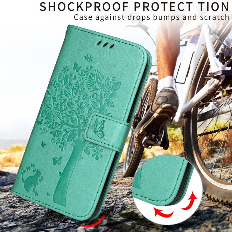 Lærdeksel Folio Deksel Xiaomi 15t Pro Mobildeksel Tre Og Katt