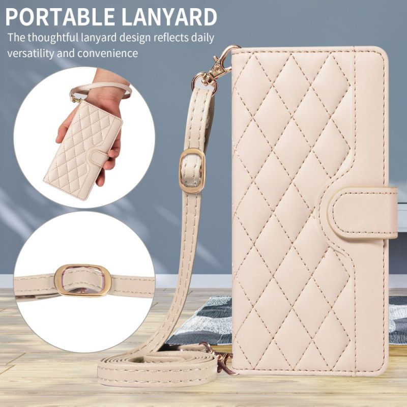 Lærdeksel Folio Deksel Xiaomi 15t Pro Mobildeksel Vattert Med Stropp Og Skulderstropp