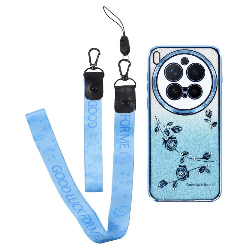 Deksel Vivo X300 Pro Mobildeksel Stropper Med Blomster Og Strass