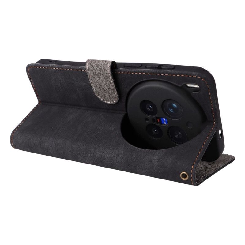 Lærdeksel Folio Deksel Vivo X300 Pro Mobildeksel Rfid-beskyttelse I Læreffekt