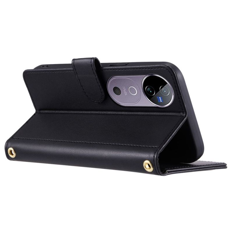 Folio Deksel Vivo V40 5g Vattert Med Stropper Beskyttelse Deksel