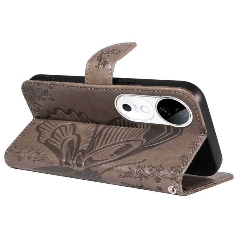 Lærdeksel Folio Deksel Vivo V40 5g Grafikk Sommerfugl