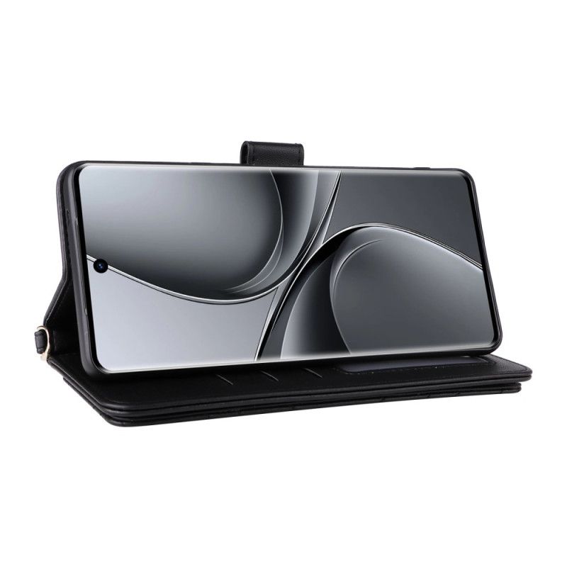 Lærdeksel Folio Deksel Vivo V40 5g Vattert Med Stropper Og Skulderstropp