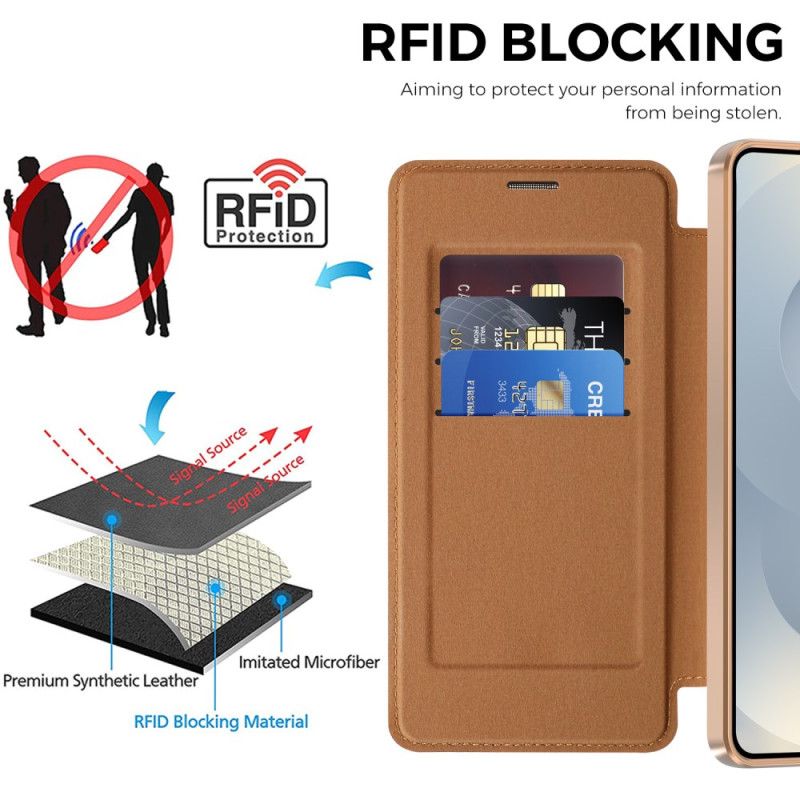 Folio Deksel Lær Samsung Galaxy S26 Plus Mobildeksel Polstret Rfid-kortholder