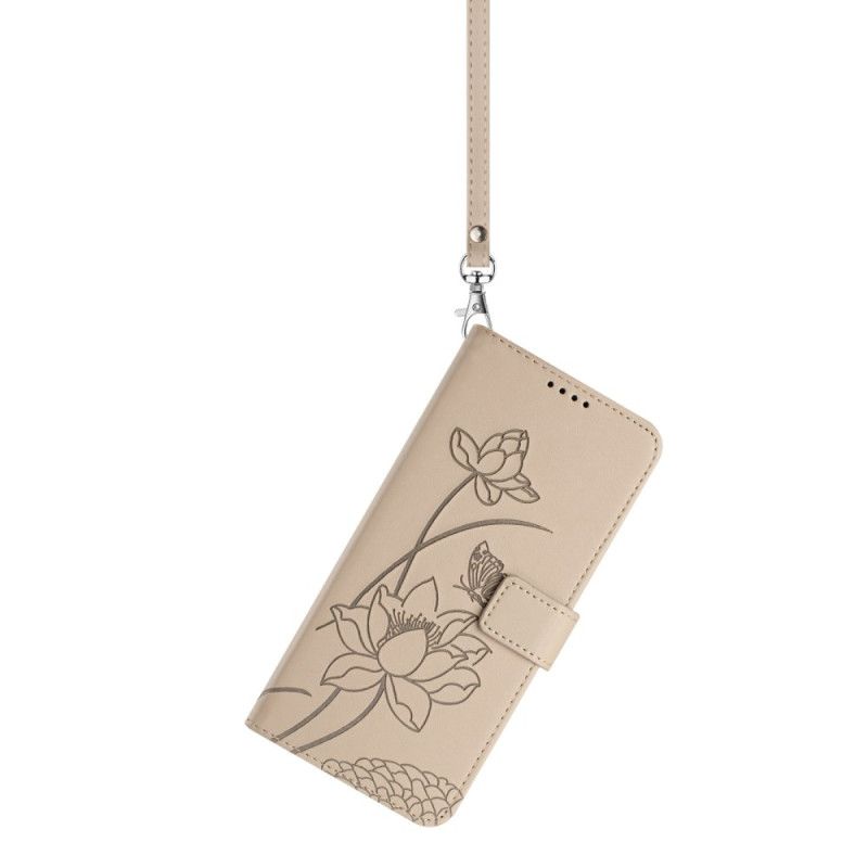 Folio Deksel Samsung Galaxy S26 Plus Lotusmønster Med Stropp Beskyttelse Deksel