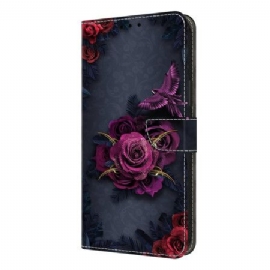 Folio Deksel Samsung Galaxy S26 Plus Lysende Lilla Blomster