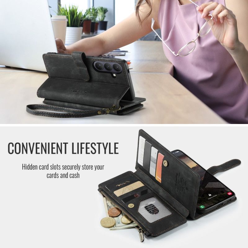 Folio Deksel Samsung Galaxy S26 Plus Semsket Skinn-effekt Caseme Beskyttelse Deksel