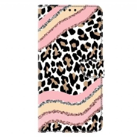 Folio Deksel Samsung Galaxy S26 Plus Stripete Leopardmønster