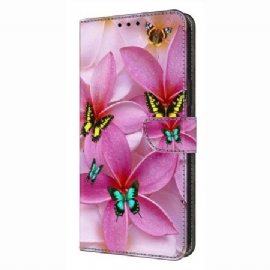 Folio Deksel Til Samsung Galaxy S26 Plus Rosa Blomstersommerfugler