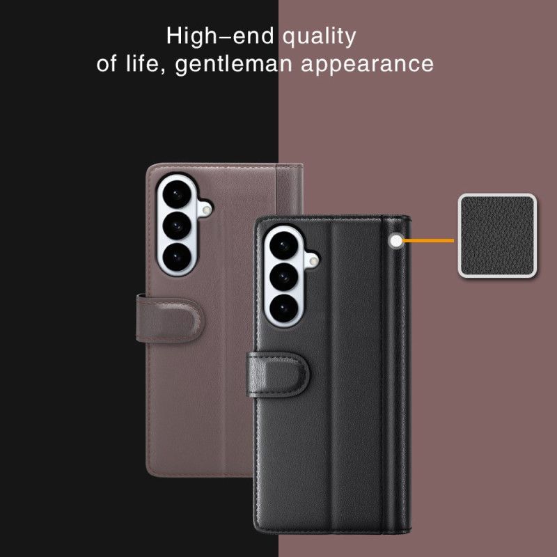 Lærdeksel Folio Deksel Samsung Galaxy S26 Plus Mobildeksel Ekte Skinn