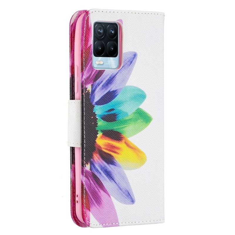 Folio Deksel Til Realme 8 / 8 Pro Anti-fall Fargede Kronblad
