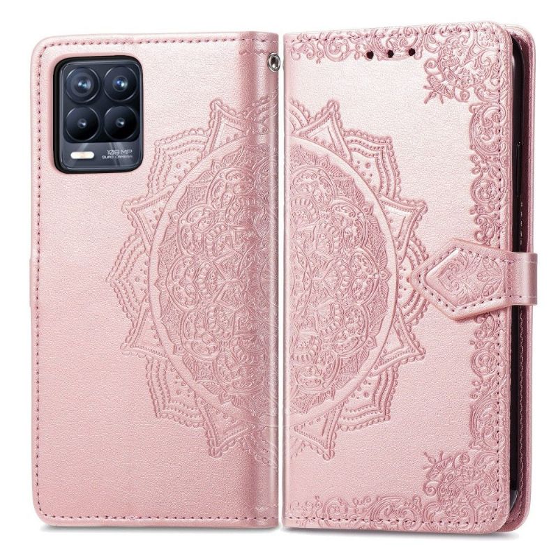 Folio Deksel Til Realme 8 / 8 Pro Anti-fall Mandala-relieff I Kunstskinn