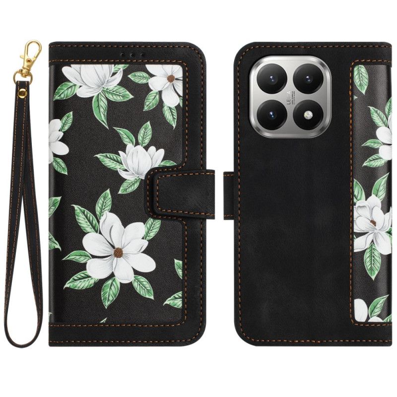 Folio Deksel Til Xiaomi 15t Blomsterdesign Med Stropp