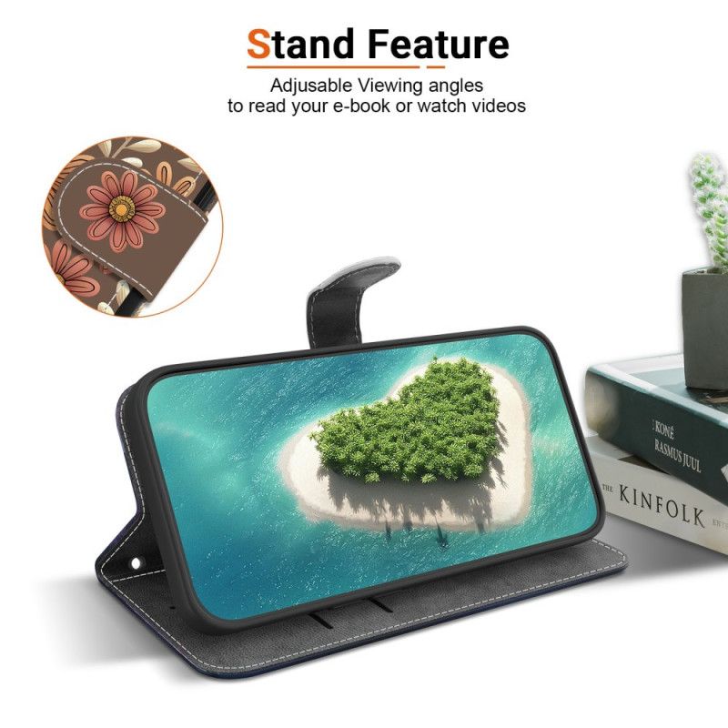 Folio Deksel Til Xiaomi 15t Brune Blomster
