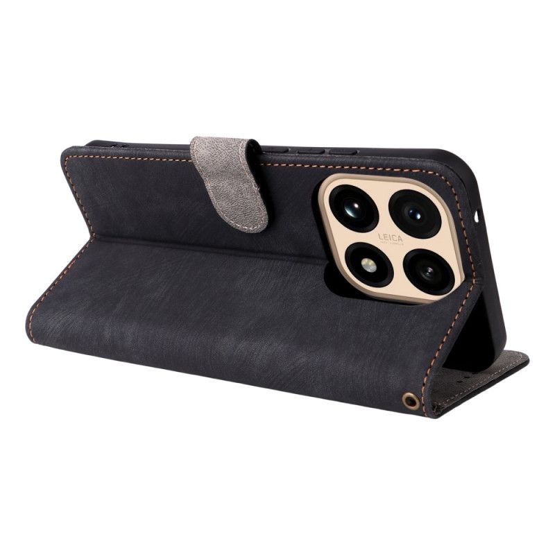 Folio Deksel Til Xiaomi 15t Rfid-beskyttelse Semsket Skinneffekt