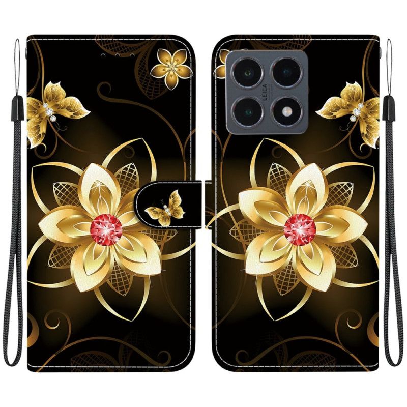Folio Deksel Xiaomi 15t Gullblomstermønster