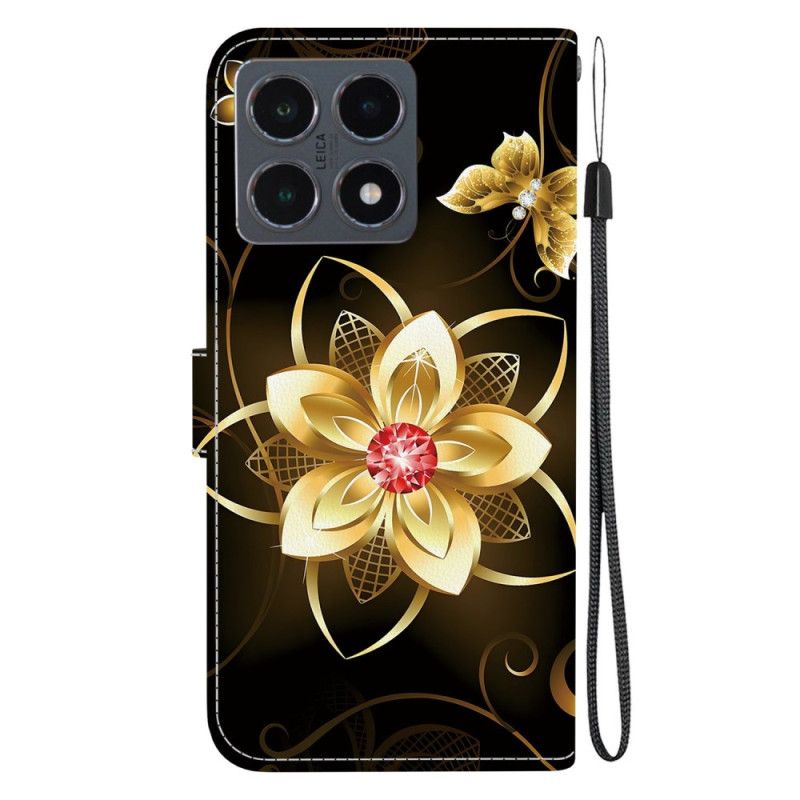 Folio Deksel Xiaomi 15t Gullblomstermønster