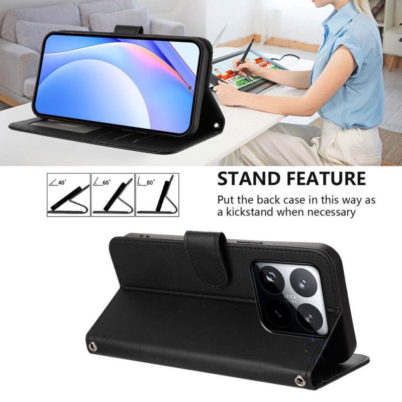 Lærdeksel Folio Deksel Xiaomi 15t Ensfarget Rfid-beskyttelse