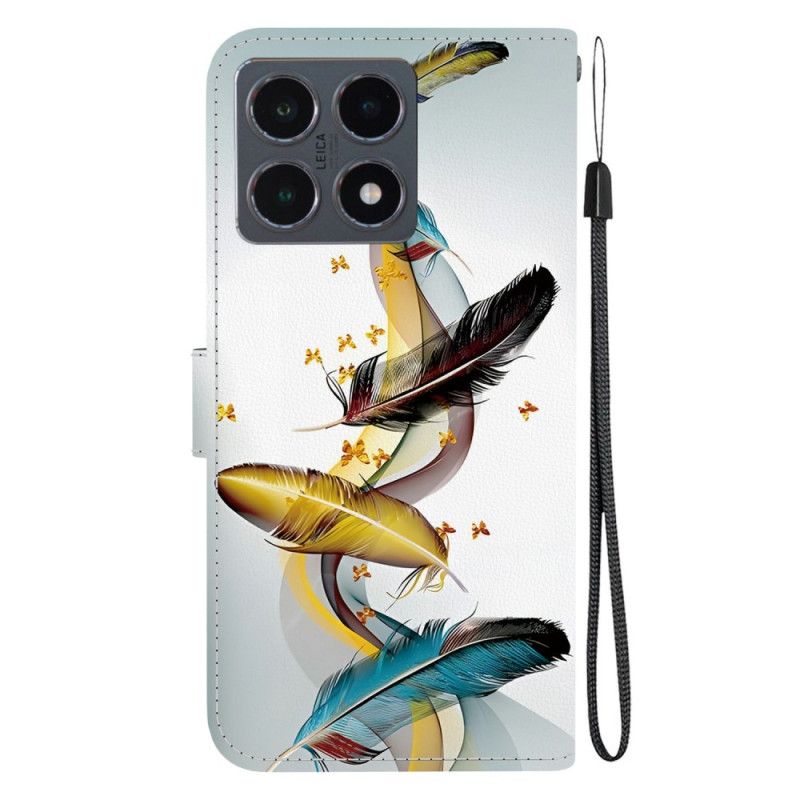 Lærdeksel Folio Deksel Xiaomi 15t Mobildeksel Gullblader