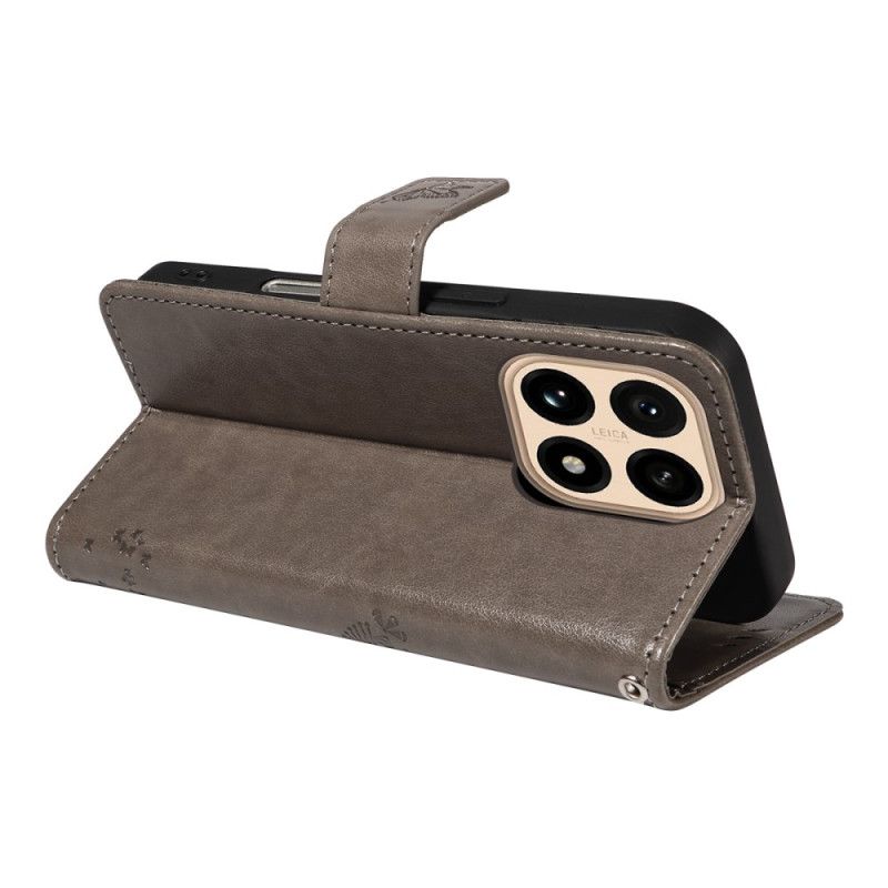 Lærdeksel Folio Deksel Xiaomi 15t Mobildeksel Katt Og Tre