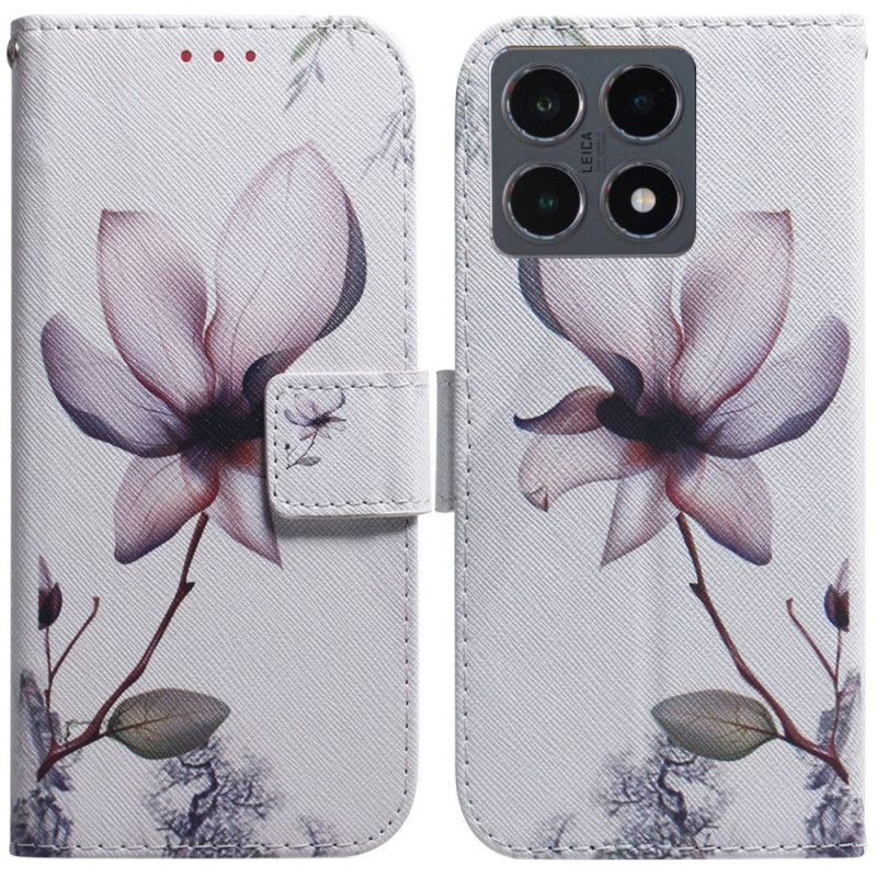 Lærdeksel Folio Deksel Xiaomi 15t Rosa Blomst