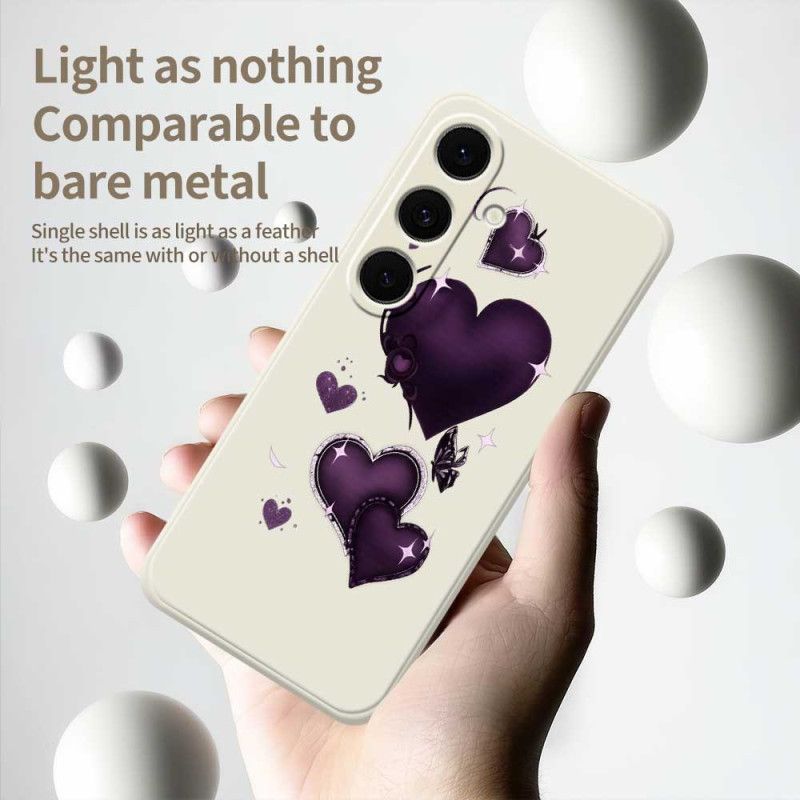 Deksel Samsung Galaxy S25 Fe Lilla Hjertesilikon Beskyttelse Deksel