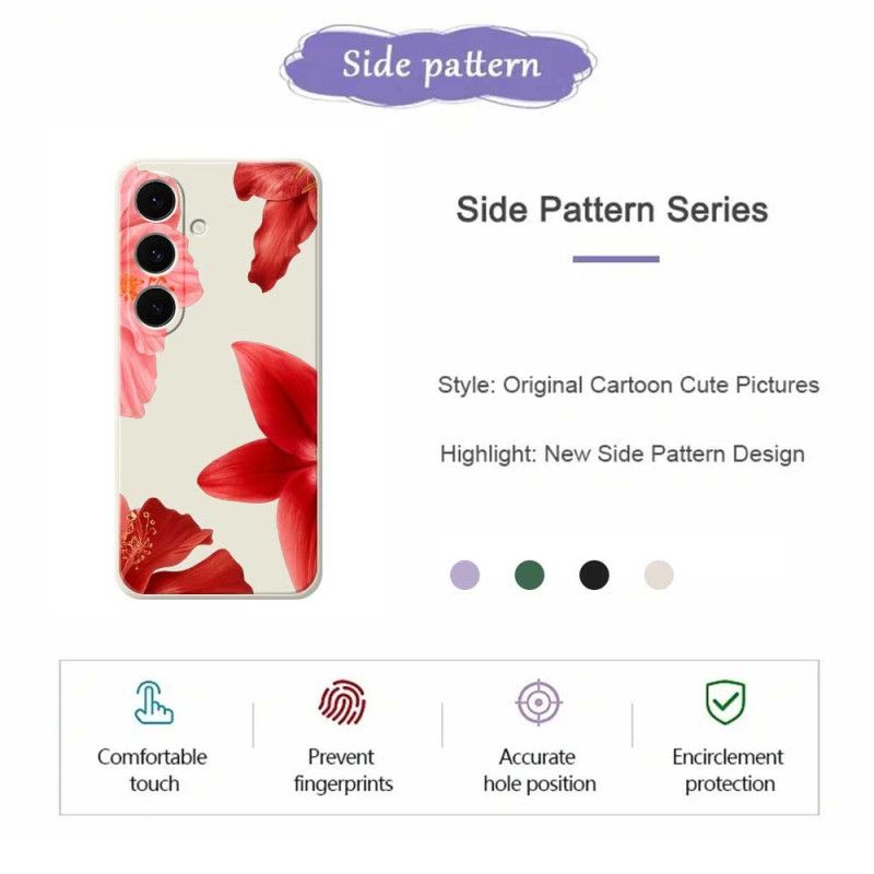 Deksel Samsung Galaxy S25 Fe Rød Blomstersilikon Beskyttelse Deksel