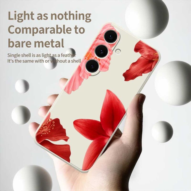 Deksel Samsung Galaxy S25 Fe Rød Blomstersilikon Beskyttelse Deksel