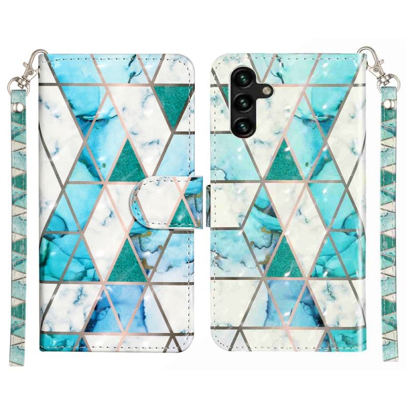 Folio Deksel Samsung Galaxy S25 Fe Blå Marmor Med Snor