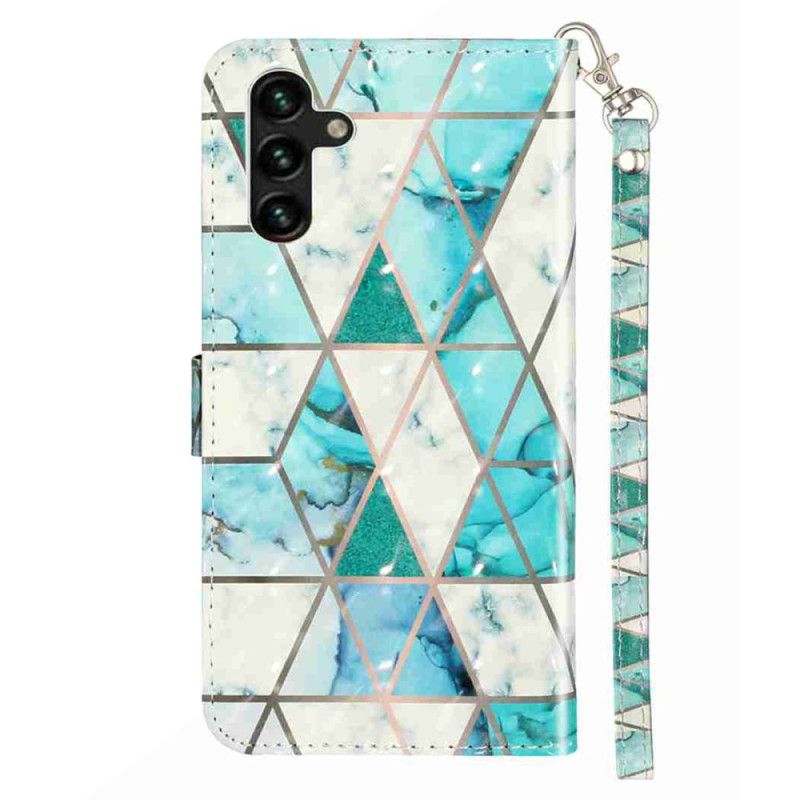 Folio Deksel Samsung Galaxy S25 Fe Blå Marmor Med Snor