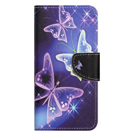 Folio Deksel Samsung Galaxy S25 Fe Glitrende Sommerfugler Beskyttelse Deksel