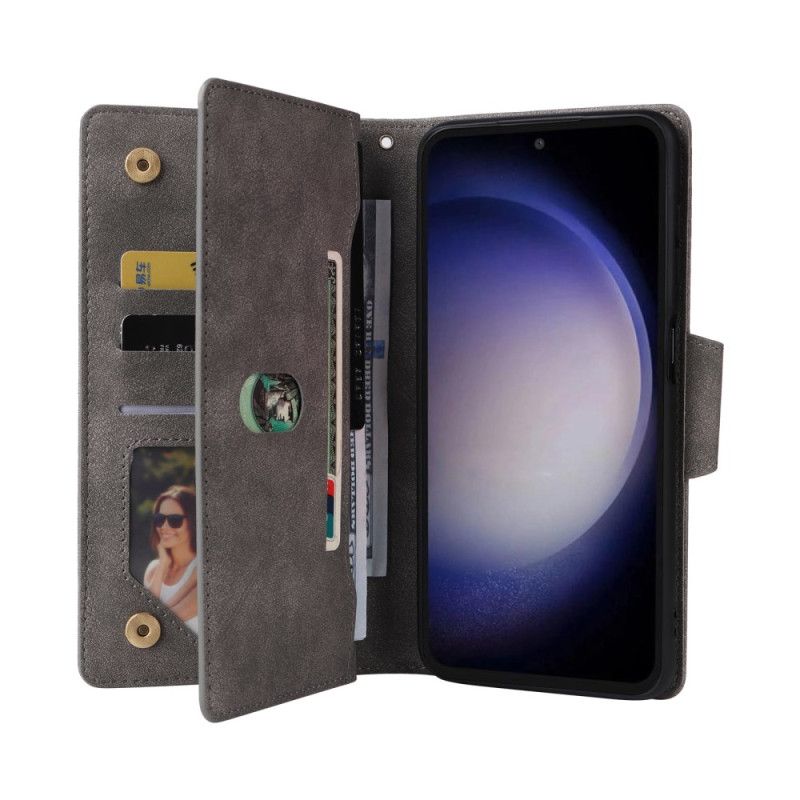 Folio Deksel Samsung Galaxy S25 Fe Lommebok Med Glidelås Beskyttelse Deksel