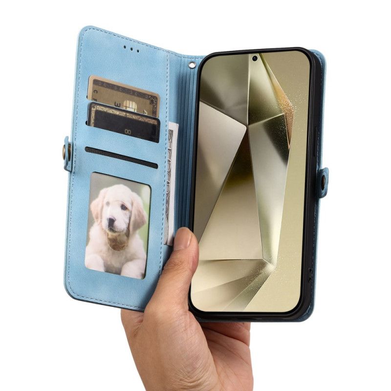 Folio Deksel Samsung Galaxy S25 Fe Mandala I Semsket Skinn Beskyttelse Deksel