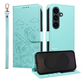 Folio Deksel Samsung Galaxy S25 Fe Rfid-blokkering Og Hundemønster