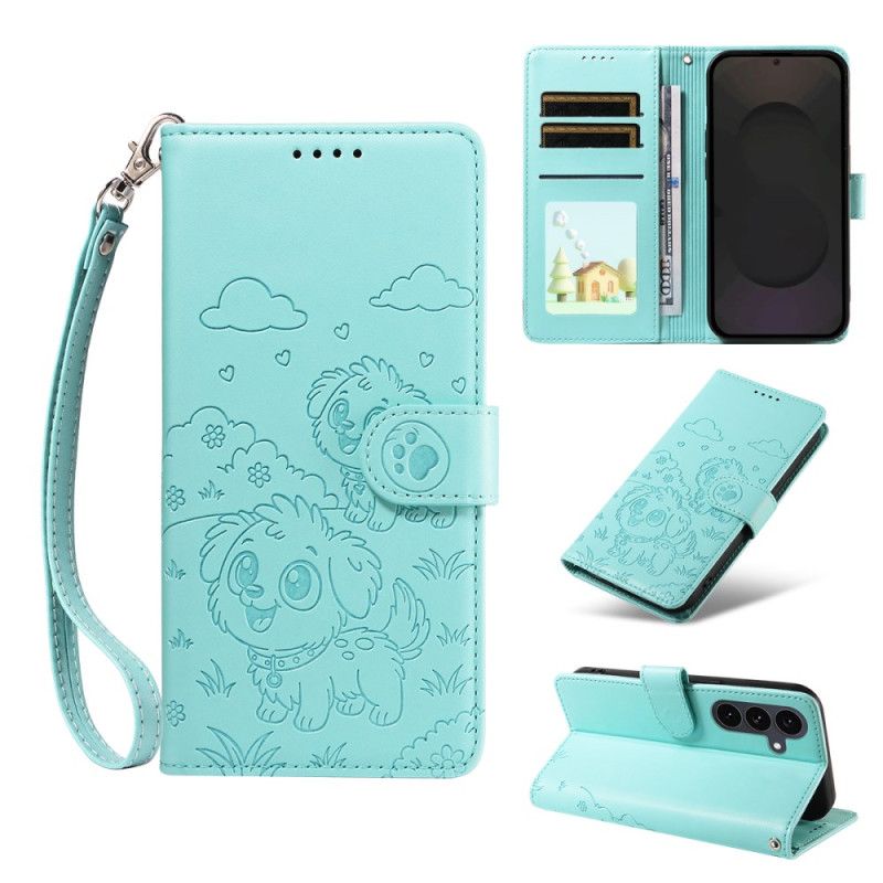 Folio Deksel Samsung Galaxy S25 Fe Rfid-blokkering Og Hundemønster