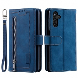 Lærdeksel Folio Deksel Samsung Galaxy S25 Fe Kortholder Og Glidelås