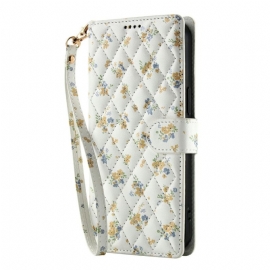 Lærdeksel Folio Deksel Samsung Galaxy S25 Fe Mobildeksel Blomstersnor