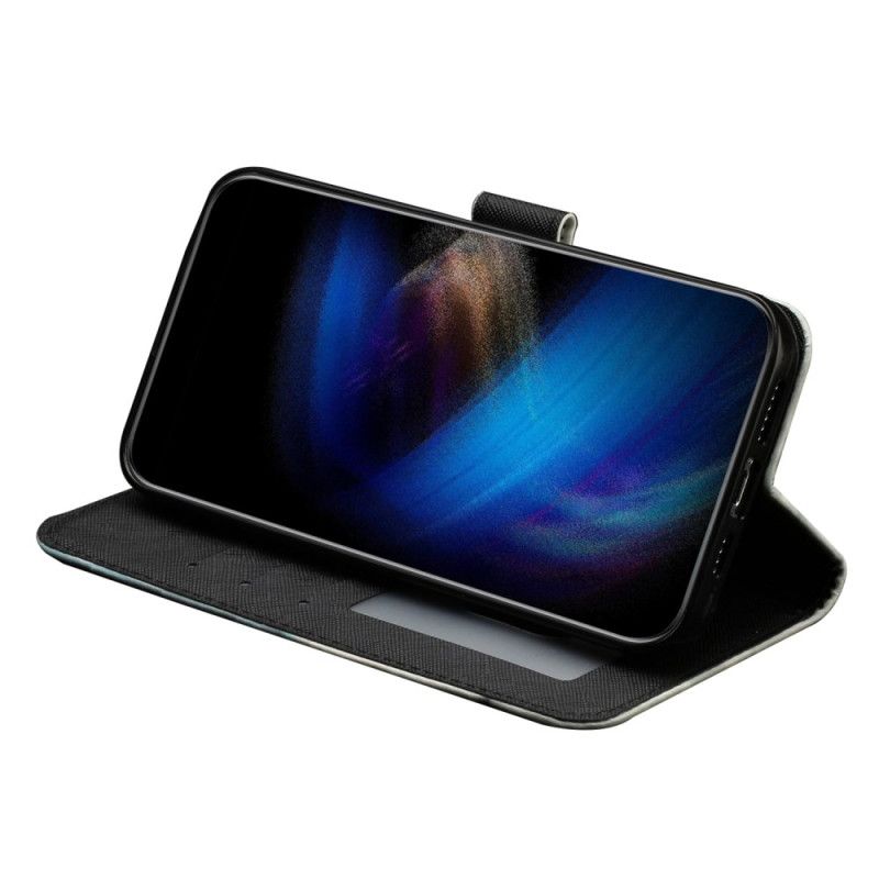 Lærdeksel Folio Deksel Samsung Galaxy S25 Fe Mobildeksel Leopard Med Snor