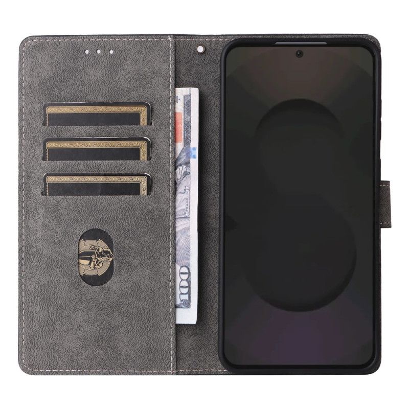 Lærdeksel Folio Deksel Samsung Galaxy S25 Fe Mobildeksel Rfid-beskyttelse Semsket Skinn-effekt