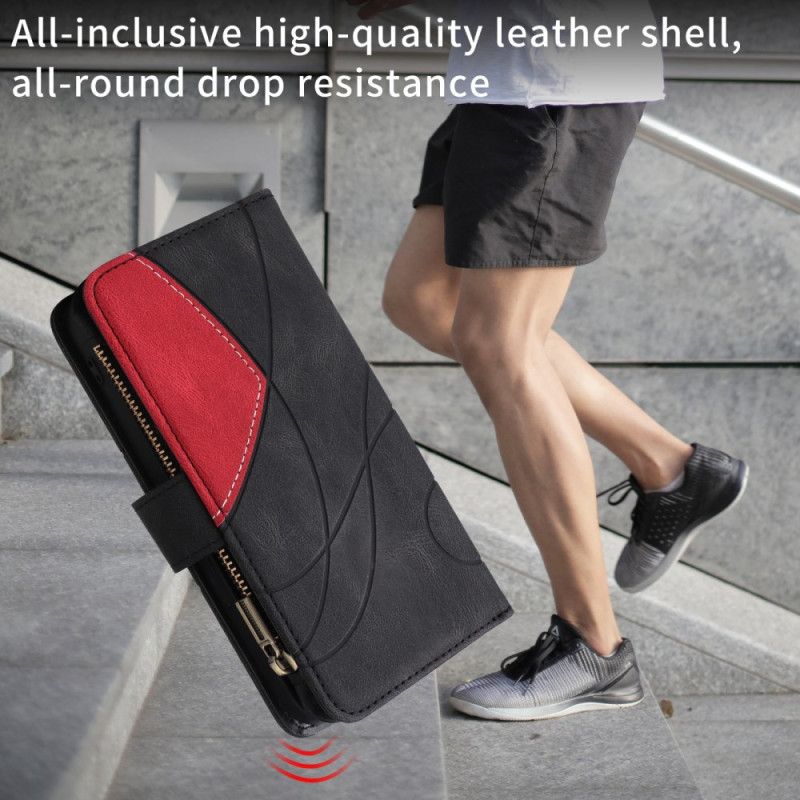 Lærdeksel Folio Deksel Samsung Galaxy S25 Fe Mobildeksel Tofarget Krusning